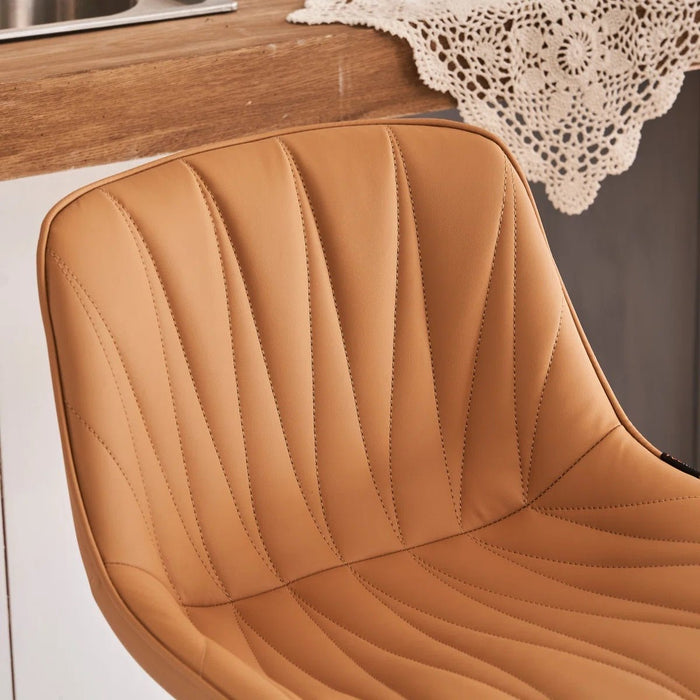 SERENITà Tan Modern Height Adjustable Swivel Bar Stools Upholstered Leather Barstool Kitchen Island Chairs with Metal Frame (Set of 2) - Amazingooh Wholesale