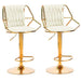 SERENITà Velvet Padded Golden Round Base Barstools Chairs with Backrest and Footrest - BEIGE - Amazingooh Wholesale