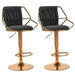 SERENITà Velvet Padded Golden Round Base Barstools Chairs with Backrest and Footrest - BLACK - Amazingooh Wholesale