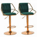SERENITà Velvet Padded Golden Round Base Barstools Chairs with Backrest and Footrest - GREEN - Amazingooh Wholesale