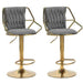 SERENITà Velvet Padded Golden Round Base Barstools Chairs with Backrest and Footrest - GREY - Amazingooh Wholesale