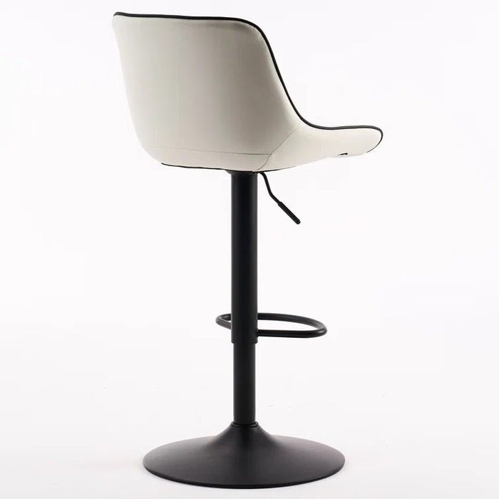 SERENITà White Modern Height Adjustable Swivel Bar Stools Upholstered Leather Barstool Kitchen Island Chairs with Metal Frame (Set of 2) - Amazingooh Wholesale