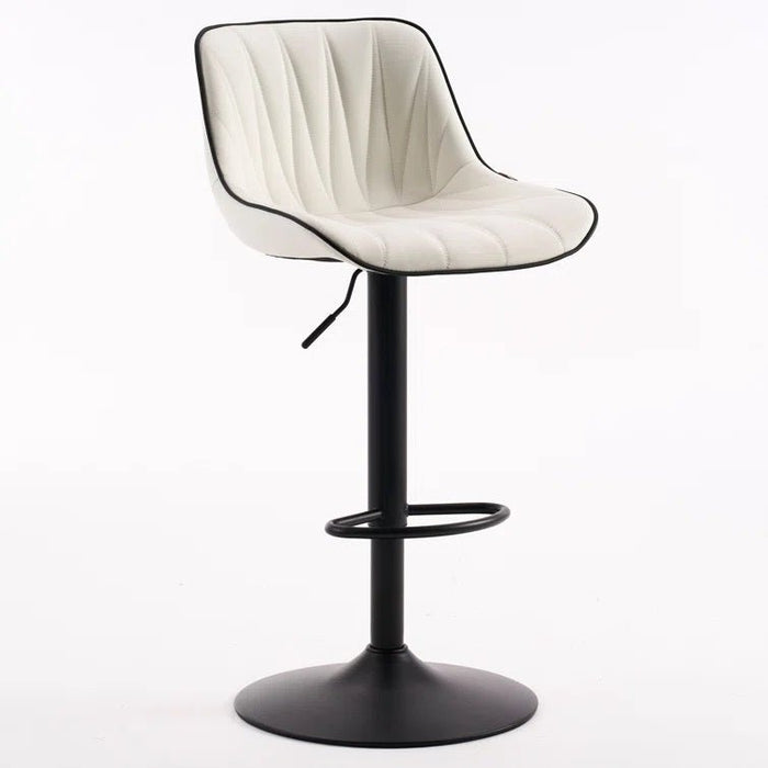 SERENITà White Modern Height Adjustable Swivel Bar Stools Upholstered Leather Barstool Kitchen Island Chairs with Metal Frame (Set of 2) - Amazingooh Wholesale