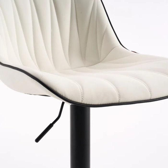 SERENITà White Modern Height Adjustable Swivel Bar Stools Upholstered Leather Barstool Kitchen Island Chairs with Metal Frame (Set of 2) - Amazingooh Wholesale