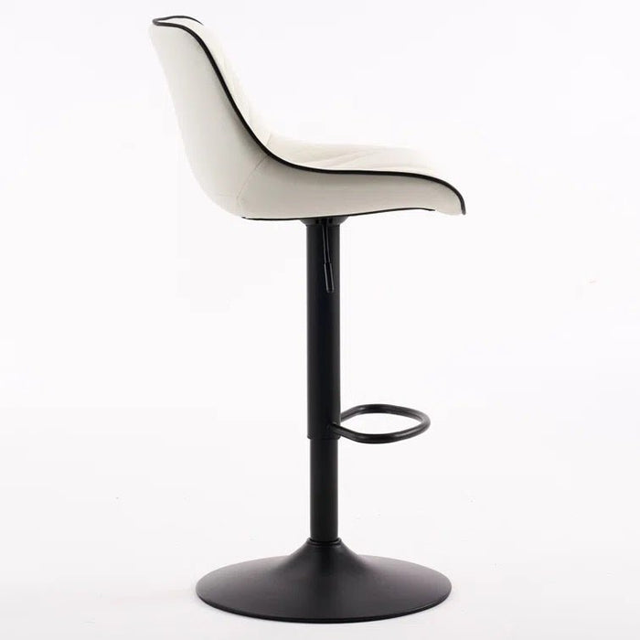 SERENITà White Modern Height Adjustable Swivel Bar Stools Upholstered Leather Barstool Kitchen Island Chairs with Metal Frame (Set of 2) - Amazingooh Wholesale