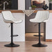SERENITà White Modern Height Adjustable Swivel Bar Stools Upholstered Leather Barstool Kitchen Island Chairs with Metal Frame (Set of 2) - Amazingooh Wholesale