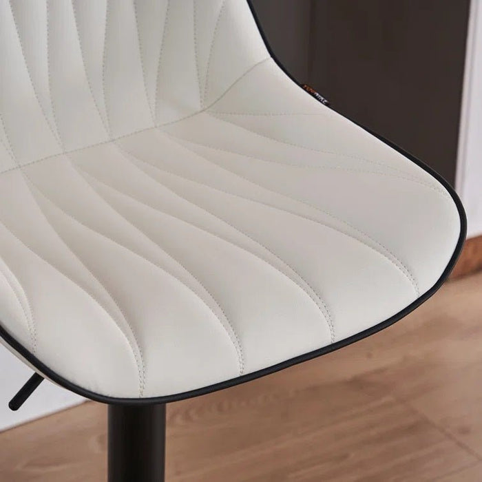 SERENITà White Modern Height Adjustable Swivel Bar Stools Upholstered Leather Barstool Kitchen Island Chairs with Metal Frame (Set of 2) - Amazingooh Wholesale