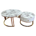 Snowy Mountain Faux Modern Marble Slate Nesting Coffee Table Set Leather Wrapped Wood Drawers - Amazingooh Wholesale