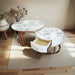 Snowy Mountain Faux Modern Marble Slate Nesting Coffee Table Set Leather Wrapped Wood Drawers - Amazingooh Wholesale