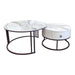 Snowy Mountain Faux Modern Marble Slate Nesting Coffee Table Set Leather Wrapped Wood Drawers - Amazingooh Wholesale
