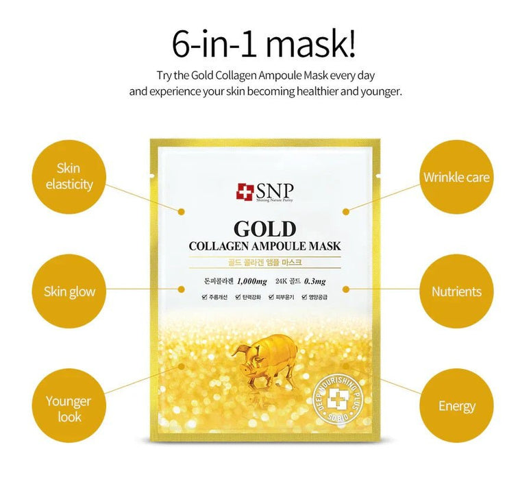 SNP Gold Collagen Moisture Ampoule Facial Mask - Amazingooh Wholesale