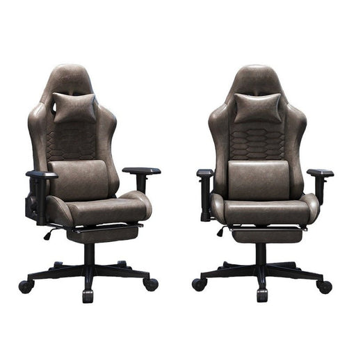 Stylish Retro Gaming Office Chair Racing Executive Footrest Computer Seat PU Leather - Amazingooh Wholesale