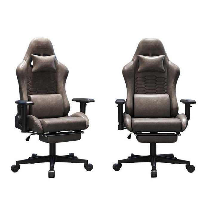 Stylish Retro Gaming Office Chair Racing Executive Footrest Computer Seat PU Leather