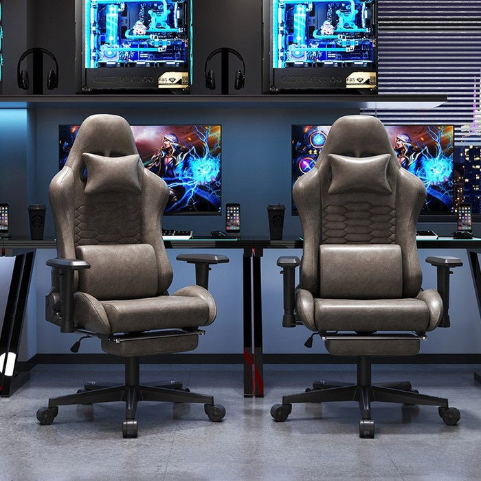 Stylish Retro Gaming Office Chair Racing Executive Footrest Computer Seat PU Leather - Amazingooh Wholesale