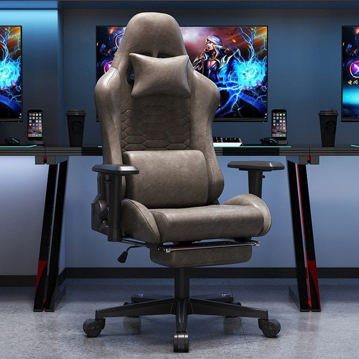 Stylish Retro Gaming Office Chair Racing Executive Footrest Computer Seat PU Leather - Amazingooh Wholesale