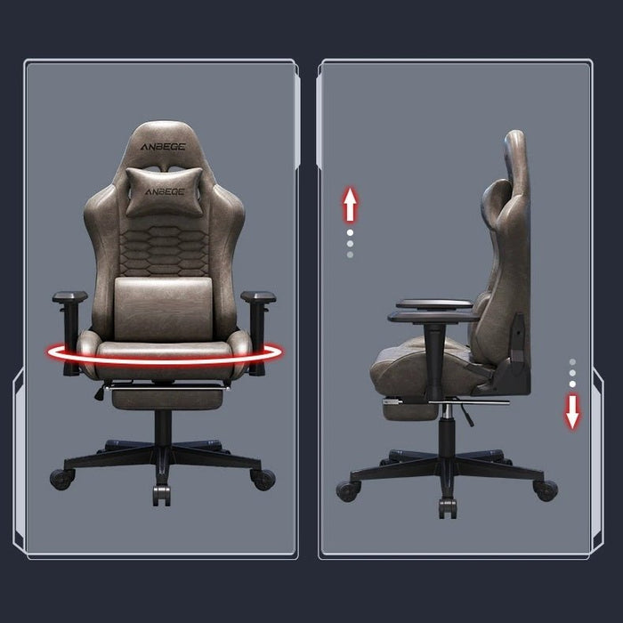 Stylish Retro Gaming Office Chair Racing Executive Footrest Computer Seat PU Leather - Amazingooh Wholesale