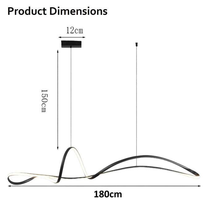 BAMDECOR A210 Modern LED Linear Pendant Lights with Dimmable LED and Adjustable Hanging Length 180cm -Black