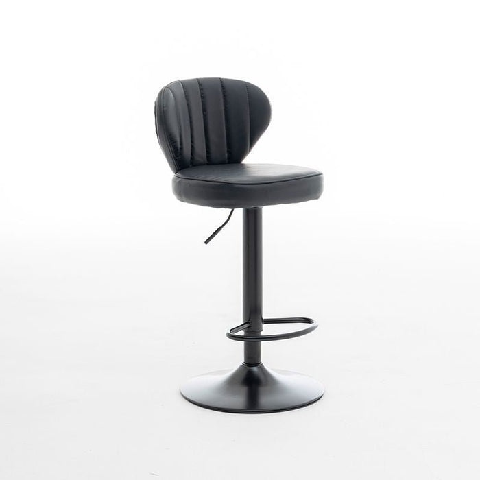 VELLUTO Bar Stools Kitchen Bar Stool Leather Barstools Swivel Gas Lift Counter Chairs BS8405 Black - Amazingooh Wholesale
