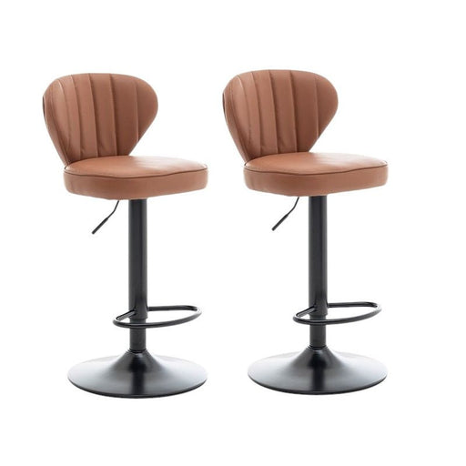 VELLUTO Bar Stools Kitchen Bar Stool Leather Barstools Swivel Gas Lift Counter Chairs BS8405 Brown - Amazingooh Wholesale