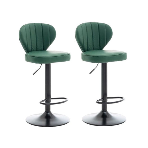 VELLUTO Bar Stools Kitchen Bar Stool Leather Barstools Swivel Gas Lift Counter Chairs BS8405 Green - Amazingooh Wholesale
