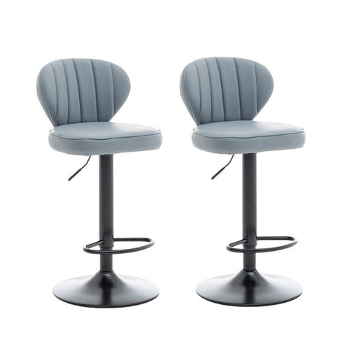 VELLUTO Bar Stools Kitchen Bar Stool Leather Barstools Swivel Gas Lift Counter Chairs BS8405 Grey - Amazingooh Wholesale