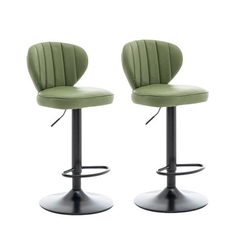 VELLUTO Bar Stools Kitchen Bar Stool Leather Barstools Swivel Gas Lift Counter Chairs BS8405 Light Green - Amazingooh Wholesale