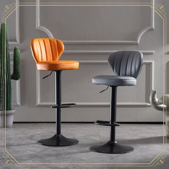 VELLUTO Bar Stools Kitchen Bar Stool Leather Barstools Swivel Gas Lift Counter Chairs BS8405 Orange - Amazingooh Wholesale