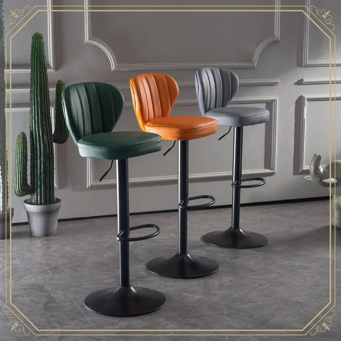 VELLUTO Bar Stools Kitchen Bar Stool Leather Barstools Swivel Gas Lift Counter Chairs BS8405 Orange - Amazingooh Wholesale