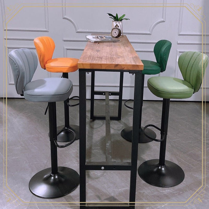 VELLUTO Bar Stools Kitchen Bar Stool Leather Barstools Swivel Gas Lift Counter Chairs BS8405 Orange - Amazingooh Wholesale