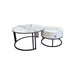 Velluto Calacatta White Top Modern Marble Slate Nesting Coffee Table Set Leather Wrapped Wood Drawers (Black Frame) - Amazingooh Wholesale