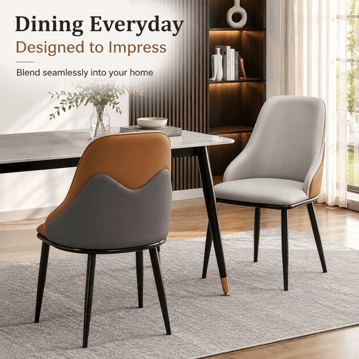 VELLUTO Dining Chair Modern upholstered Leather Kitchen Chairs with armrests Bathtub Chair Leisure Lounge Chair Living Room Bedroom Home Set of 2 - Amazingooh Wholesale