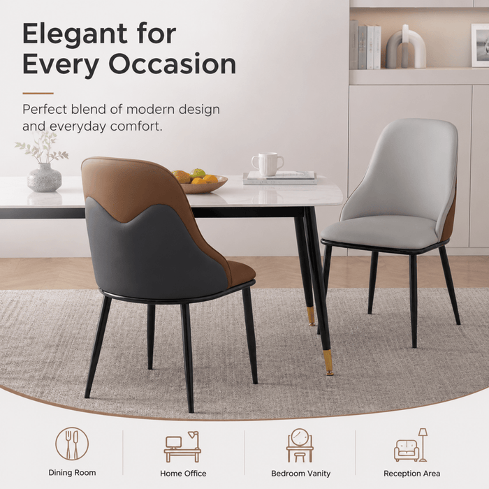 VELLUTO Dining Chair Modern upholstered Leather Kitchen Chairs with armrests Bathtub Chair Leisure Lounge Chair Living Room Bedroom Home Set of 2 - Amazingooh Wholesale