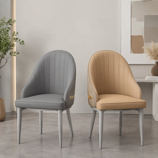 VELLUTO Dining Chairs Set Armchairs Mid Century Modern Kitchen Dining Room Chairs Faux Leather Accent Chairs Metal Vanity Lounge Chair with Back for Living Room Bedrooms Set of 2 - Amazingooh Wholesale