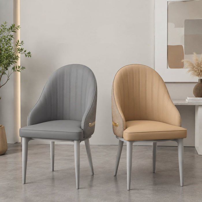 VELLUTO Dining Chairs Set Armchairs Mid Century Modern Kitchen Dining Room Chairs Faux Leather Accent Chairs Metal Vanity Lounge Chair with Back for Living Room Bedrooms Set of 2 - Amazingooh Wholesale