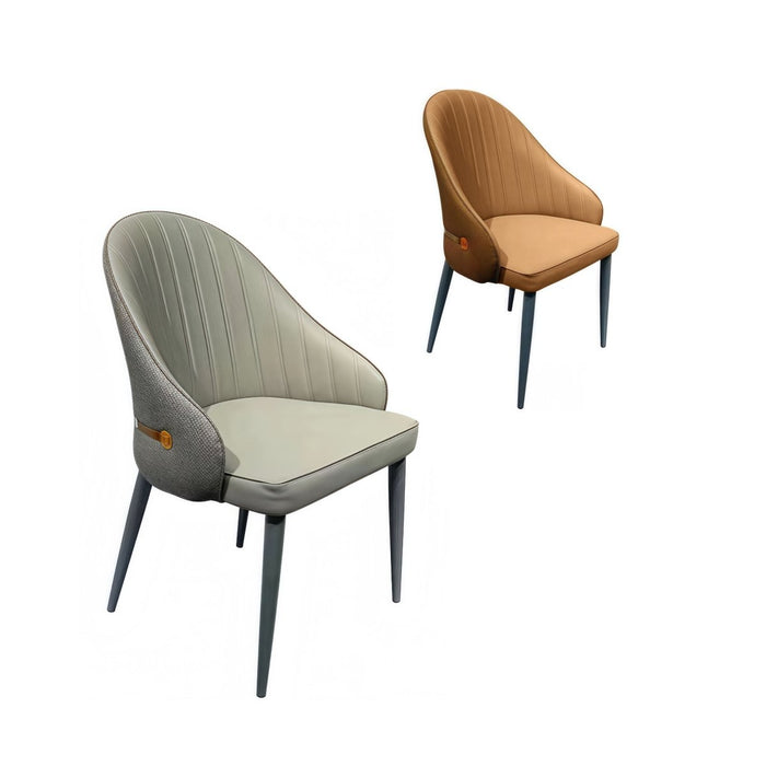 VELLUTO Dining Chairs Set Armchairs Mid Century Modern Kitchen Dining Room Chairs Faux Leather Accent Chairs Metal Vanity Lounge Chair with Back for Living Room Bedrooms Set of 2 - Amazingooh Wholesale