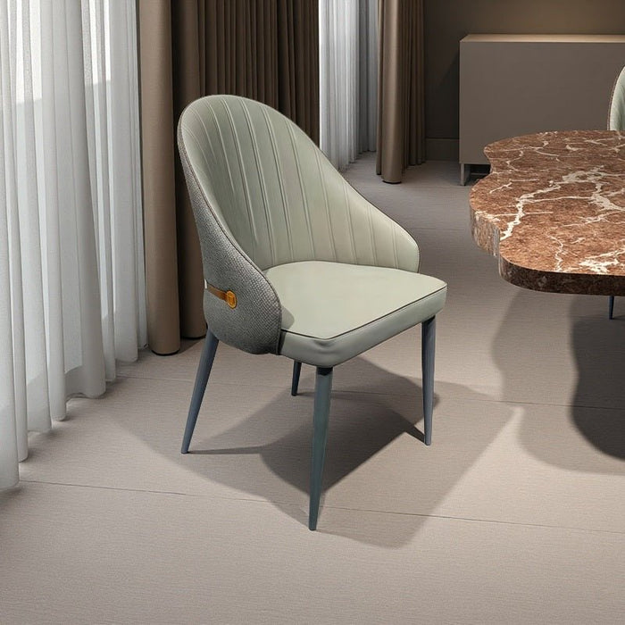 VELLUTO Dining Chairs Set Armchairs Mid Century Modern Kitchen Dining Room Chairs Faux Leather Accent Chairs Metal Vanity Lounge Chair with Back for Living Room Bedrooms Set of 2 - Amazingooh Wholesale