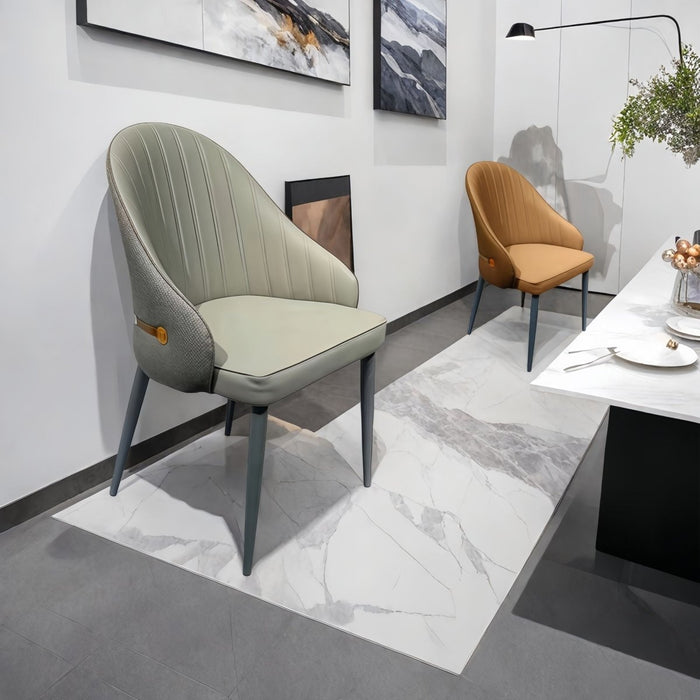 VELLUTO Dining Chairs Set Armchairs Mid Century Modern Kitchen Dining Room Chairs Faux Leather Accent Chairs Metal Vanity Lounge Chair with Back for Living Room Bedrooms Set of 2 - Amazingooh Wholesale