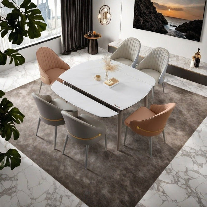 VELLUTO Dining Chairs Set Armchairs Mid Century Modern Kitchen Dining Room Chairs Faux Leather Accent Chairs Metal Vanity Lounge Chair with Back for Living Room Bedrooms Set of 2 - Amazingooh Wholesale