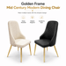 VELLUTO Golden Frame Mid Century Modern Dining Chair Faux Leather Side Chair Upholstered Dining Chairs Set of 2 (Black/Ivory) - Amazingooh Wholesale