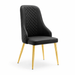 VELLUTO Golden Frame Mid Century Modern Dining Chair Faux Leather Side Chair Upholstered Dining Chairs Set of 2 (Black/Ivory) - Amazingooh Wholesale