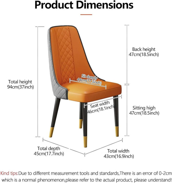 VELLUTO Golden Frame Mid Century Modern Dining Chair Faux Leather Side Chair Upholstered Dining Chairs Set of 2 (Black/Ivory) - Amazingooh Wholesale