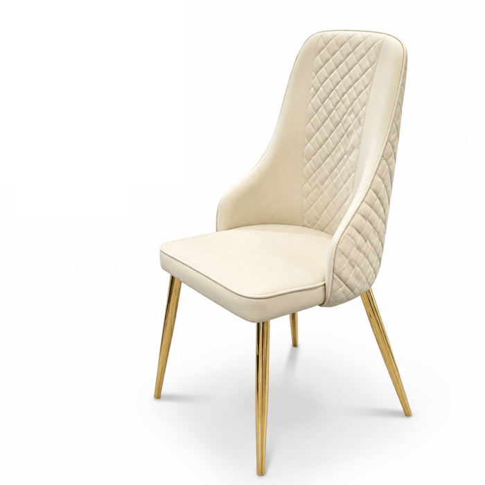 VELLUTO Golden Frame Mid Century Modern Dining Chair Faux Leather Side Chair Upholstered Dining Chairs Set of 2 (Black/Ivory) - Amazingooh Wholesale