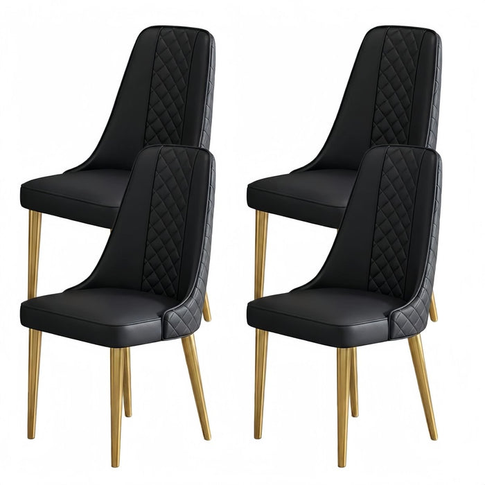 VELLUTO Golden Frame Mid Century Modern Dining Chair Faux Leather Side Chair Upholstered Dining Chairs Set of 2 (Black/Ivory) - Amazingooh Wholesale