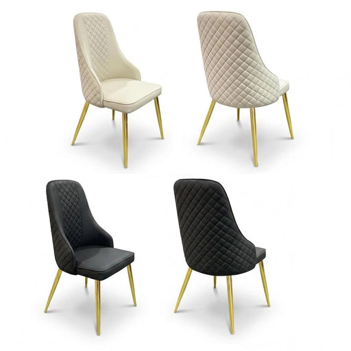VELLUTO Golden Frame Mid Century Modern Dining Chair Faux Leather Side Chair Upholstered Dining Chairs Set of 2 (Black/Ivory) - Amazingooh Wholesale