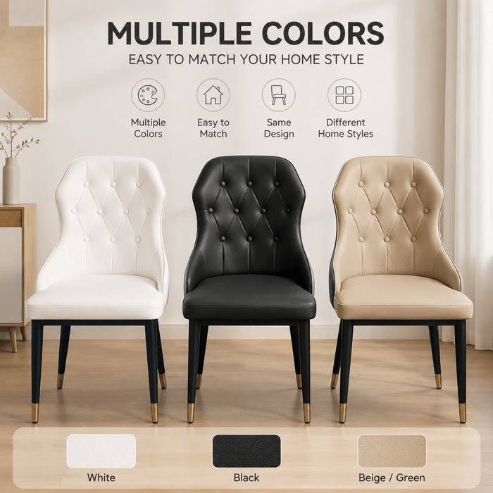 VELLUTO Mid Century Luxury Modern Dining Chair Faux Leather Set of 2 (White) - Amazingooh Wholesale