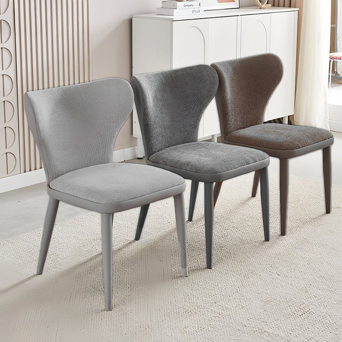 VELLUTO Modern Kitchen Dining Room Chairs Faux Leather Flannel Accent Chairs Metal Vanity Lounge Chair with Back for Living Room Set of 2 - Amazingooh Wholesale
