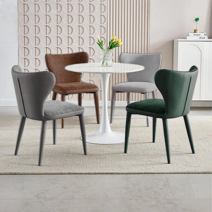 VELLUTO Modern Kitchen Dining Room Chairs Faux Leather Flannel Accent Chairs Metal Vanity Lounge Chair with Back for Living Room Set of 2 - Amazingooh Wholesale