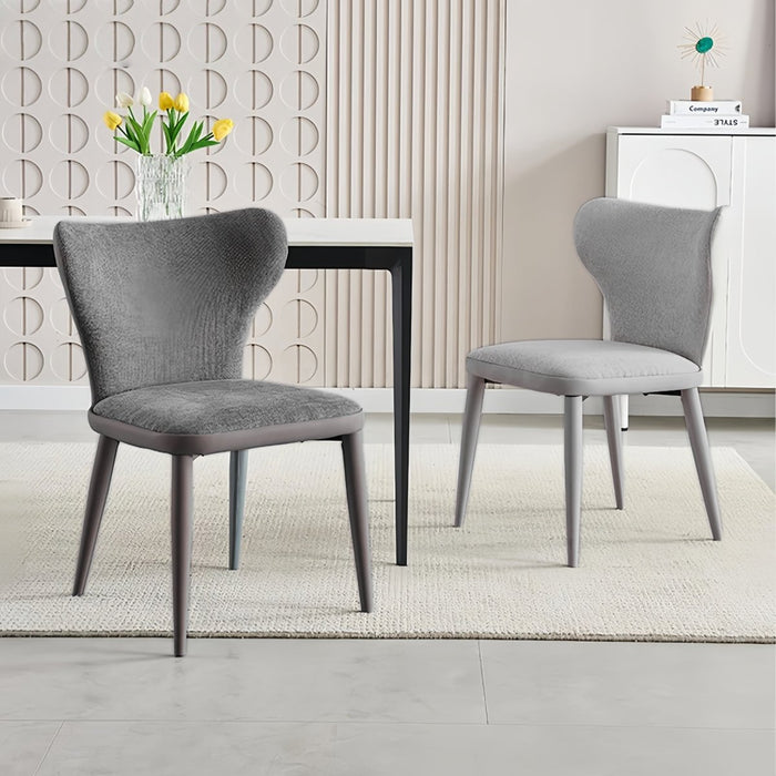 VELLUTO Modern Kitchen Dining Room Chairs Faux Leather Flannel Accent Chairs Metal Vanity Lounge Chair with Back for Living Room Set of 2 - Amazingooh Wholesale