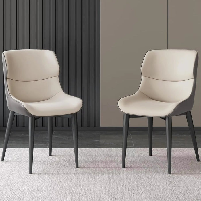 VELLUTO Modern Sleek and Stylish Microfiber Leather Sloped Arm Chair with Low Back for Kitchen & Dining (Set of 2) - Amazingooh Wholesale