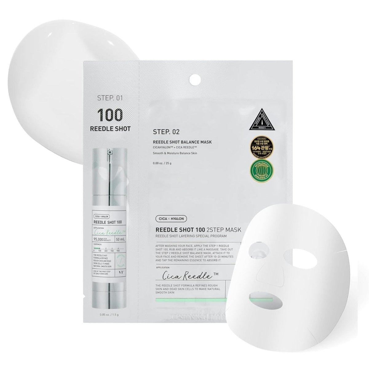 VT COSMETICS 2 Step Mask ReedleShot 100, Cica Reedle, Korean Skincare ...